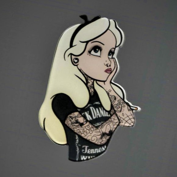 Pin Jewelry - ALICE IN WONDERLAND TATTOOED Acrylic Pin Brooch